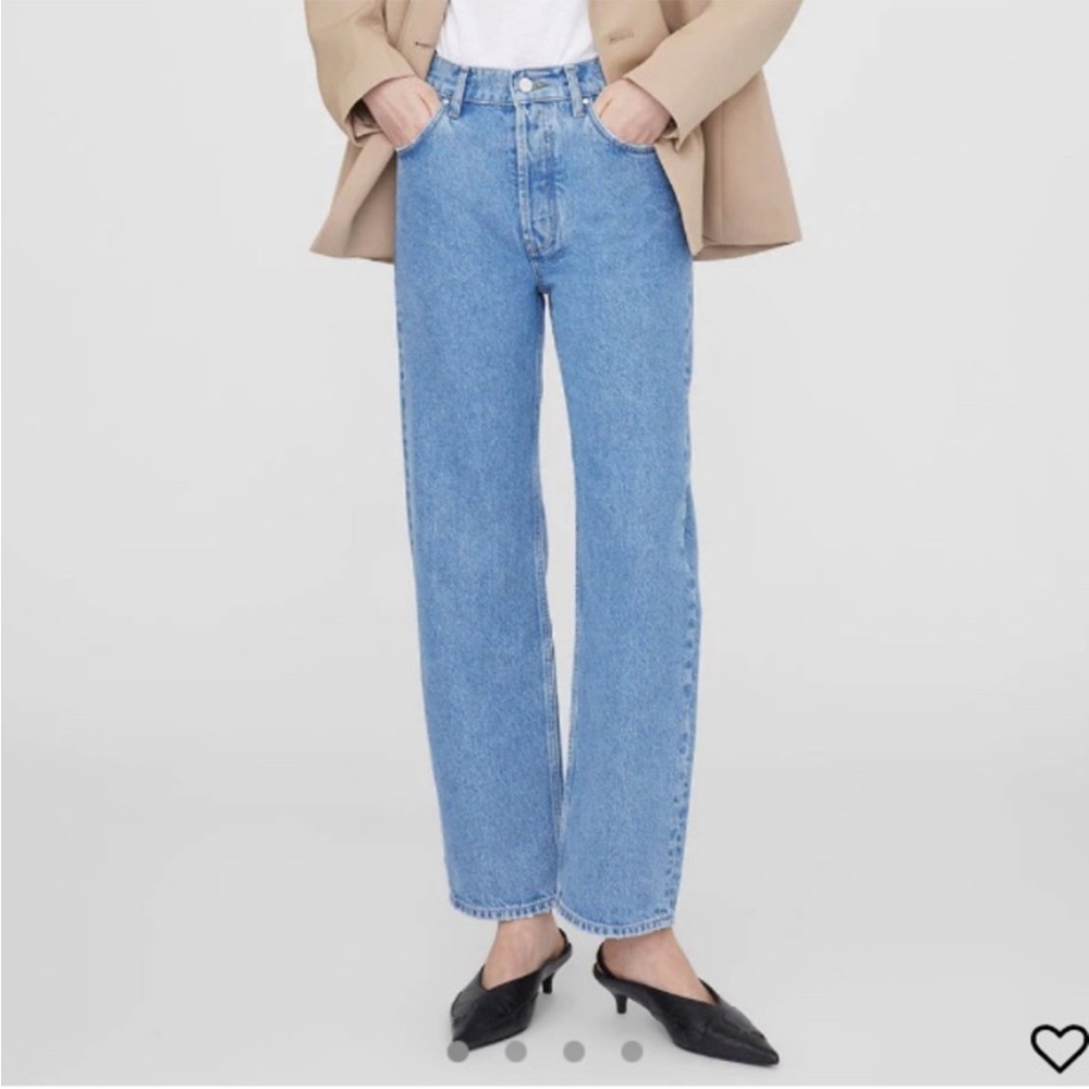 Anine Bing Gavin Jeans Clean Blue Relaxed Straight Leg Size 27